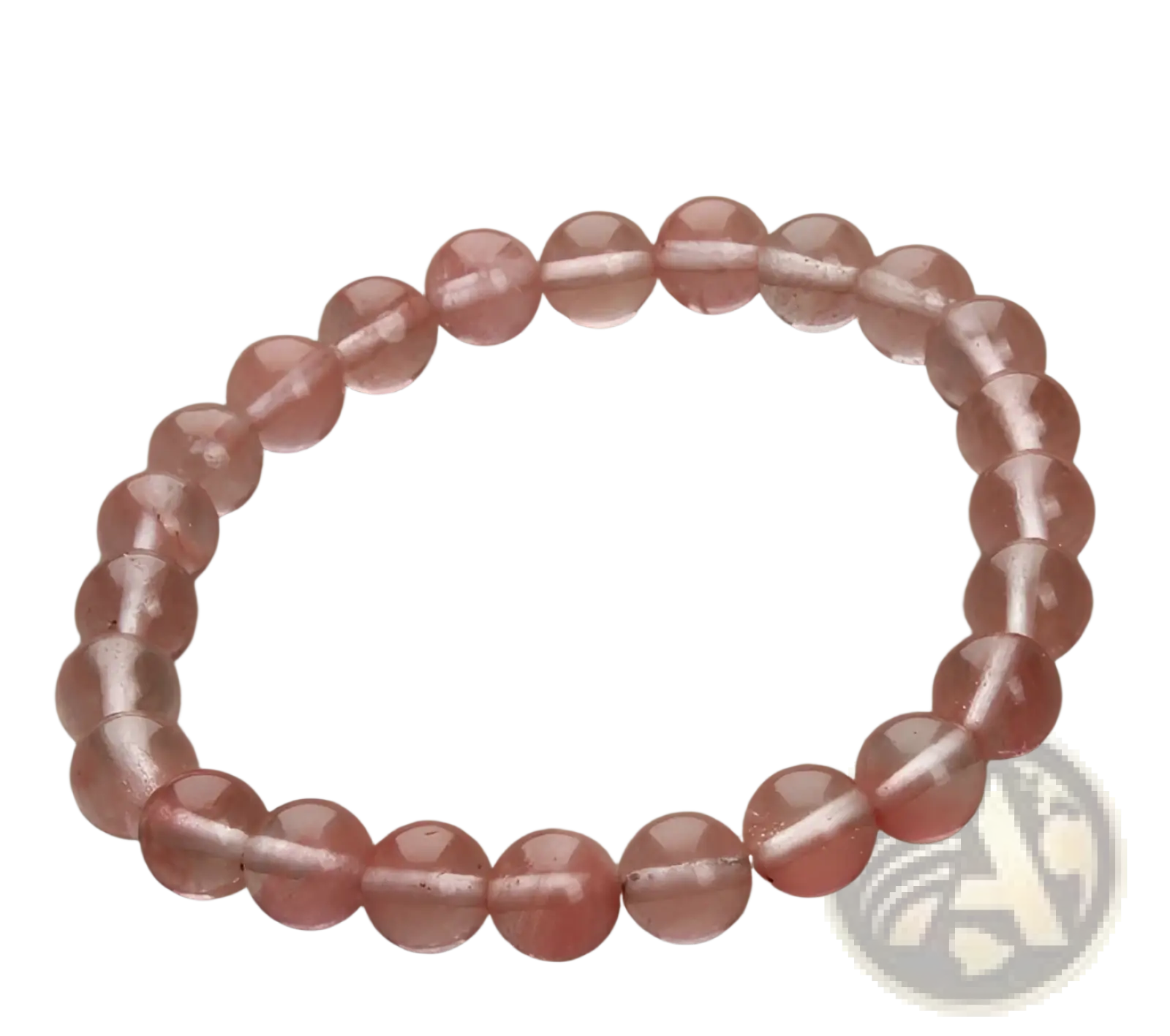 Natural polished gemstone and agate beaded bracelet featuring delicate pink rose quartz faceted translucent beads