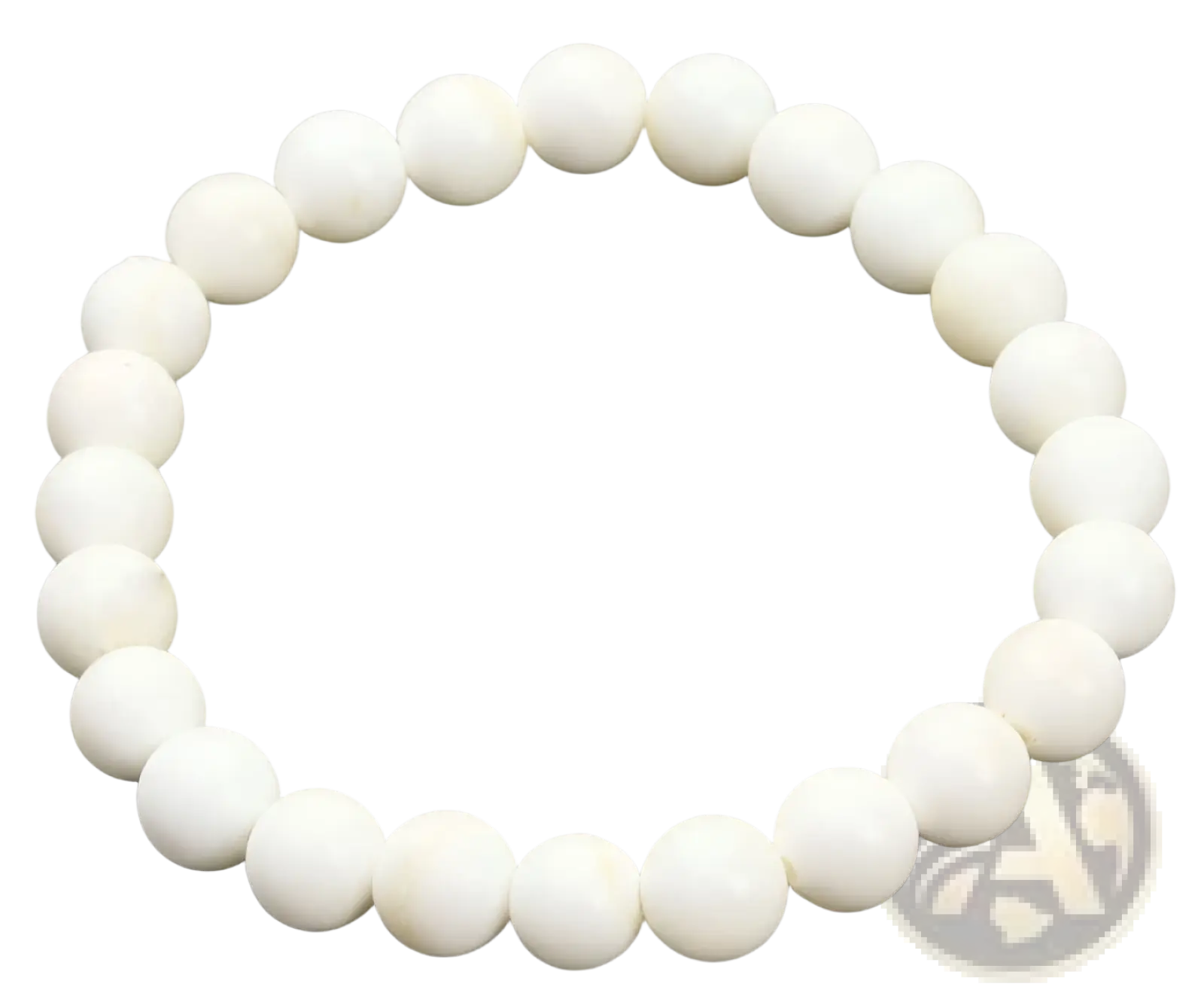 Natural polished gemstone and agate beaded bracelet with smooth uniformly white round polished stones
