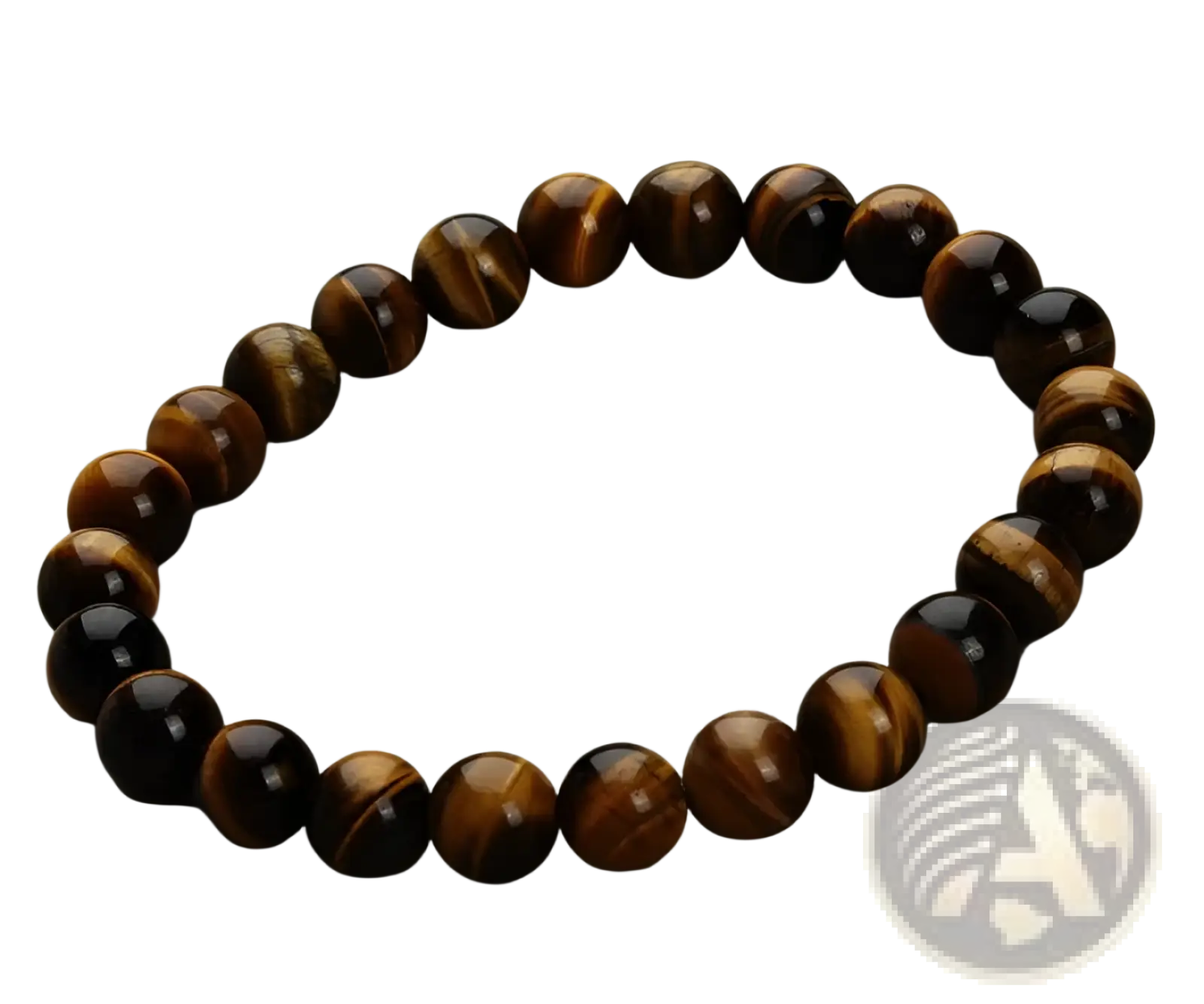 Natural polished gemstone and agate beaded bracelet with smooth round tiger eye beads in brown and gold stripes