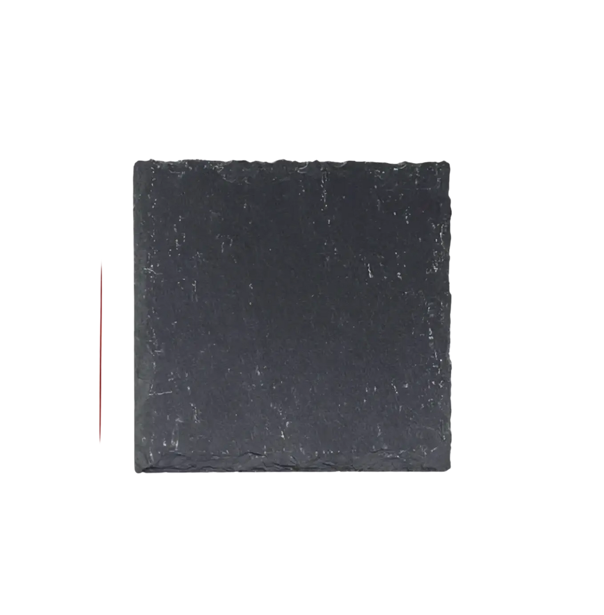 A 12cm square black natural slate coaster with a textured surface for use as a reptile feeder dish