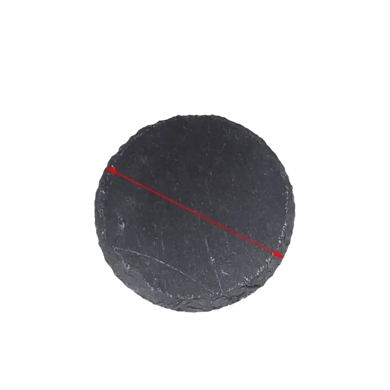 Dark gray circular natural slate reptile feeder coaster with rough texture and irregular edges for aquarium use