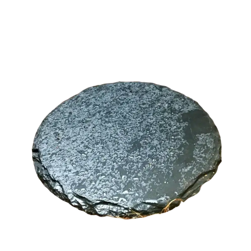 Dark gray natural slate reptile feeder with naturally textured stone surface and irregular edges for aquarium use