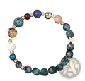 Natural stone zodiac constellation beaded bracelet with multicolored gemstones metallic accents and gold-toned archer charm