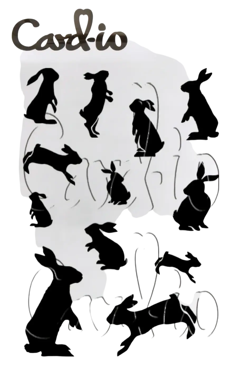 Black rabbit silhouette sticker collection from nature forest clear stamp set for scrapbooking use