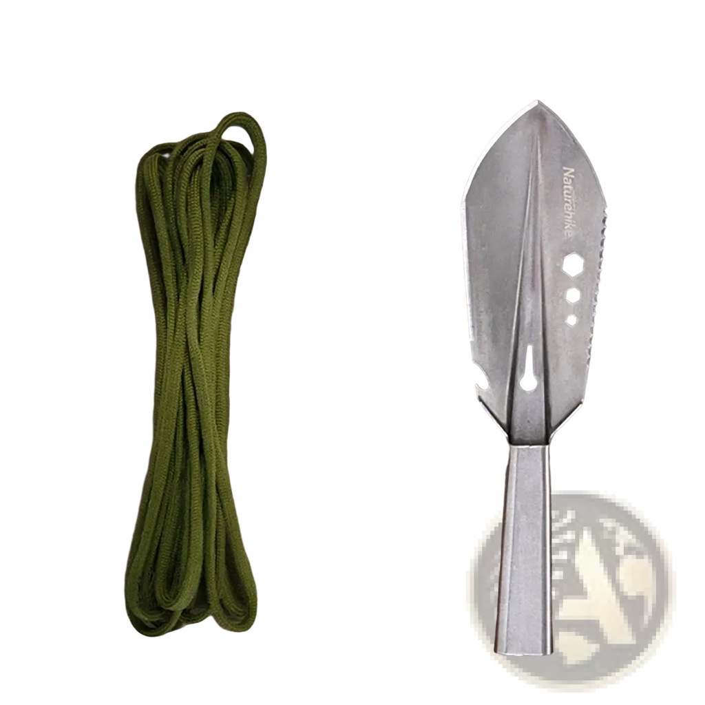 Silver metal garden trowel with serrated edge and hexagonal cutouts branded naturehike multifunctional camping shovel tactical tool