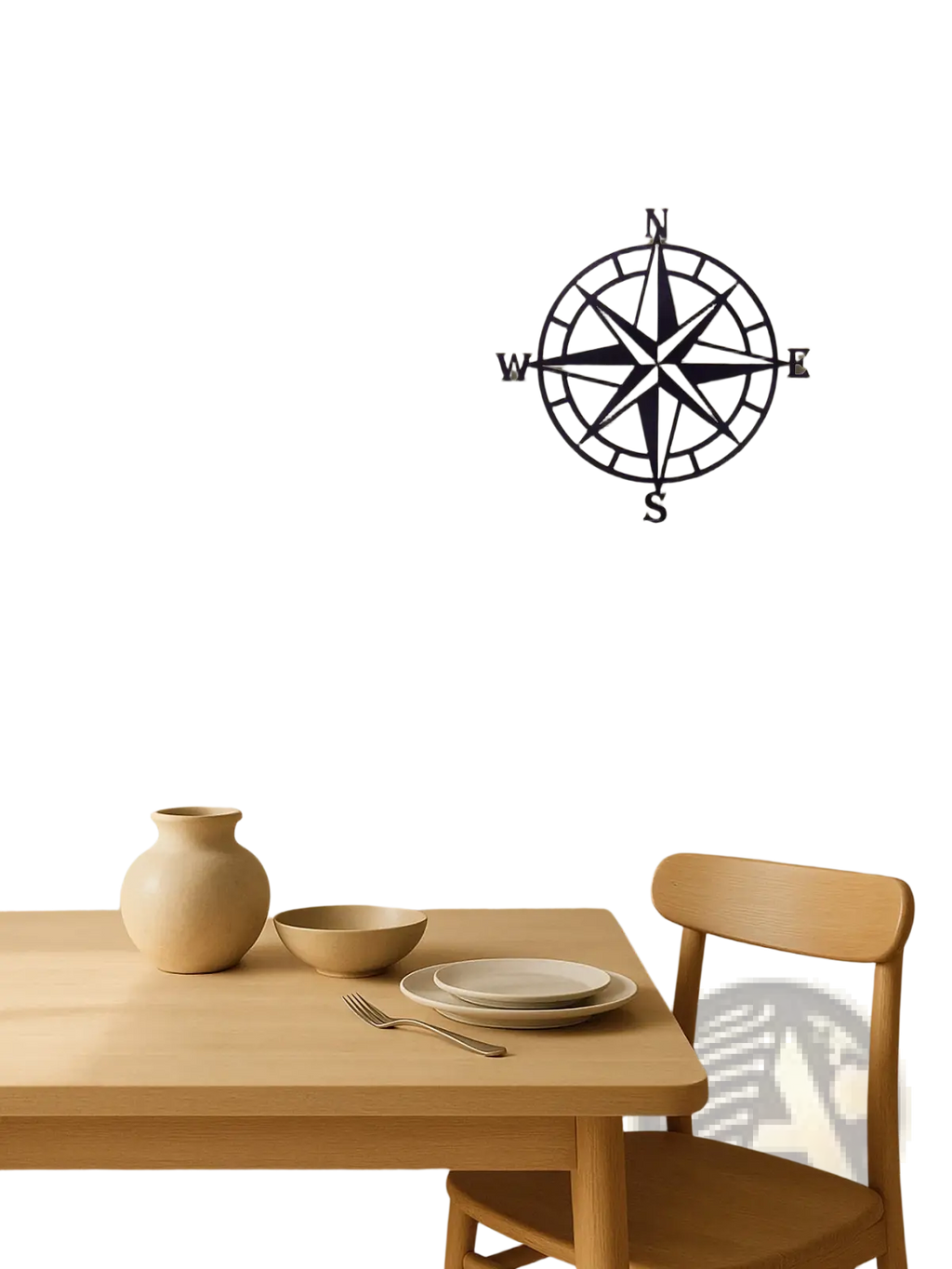 Black metal nautical compass wall art with engraved cardinal directions 11 inch decor piece