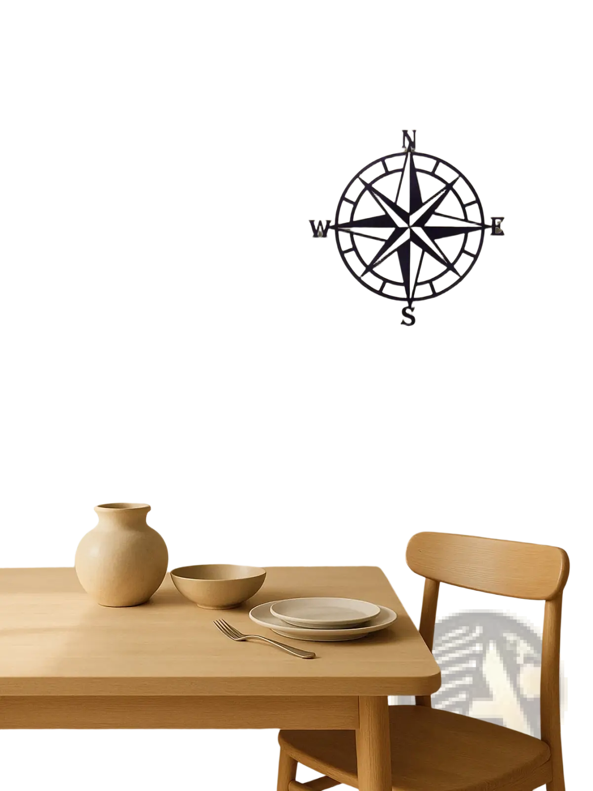 Black metal nautical compass wall art with engraved cardinal directions 11 inch decor piece