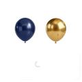 Navy blue and gold latex balloons 10 inches in diameter included in a Navy Blue and Gold Balloon Arch Kit