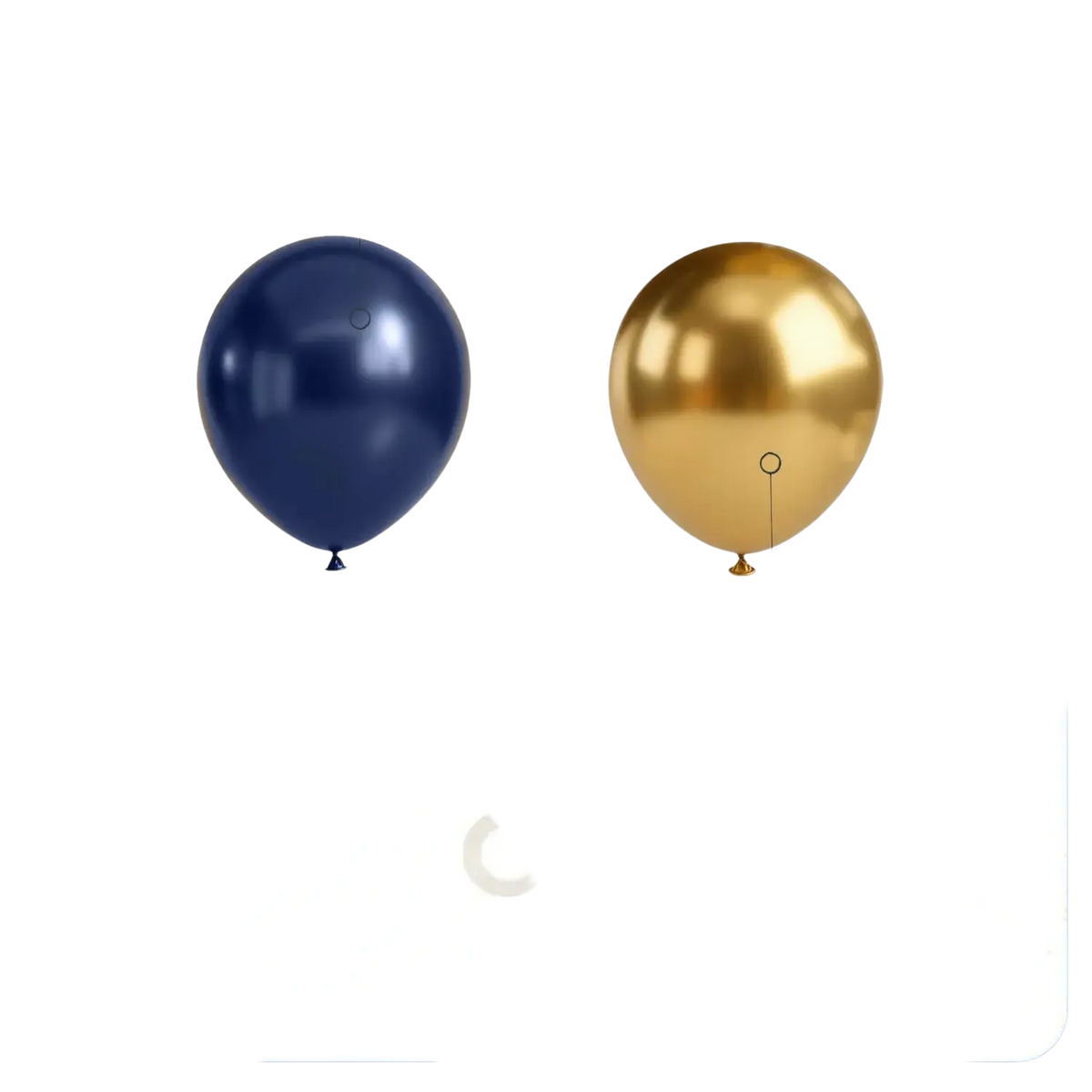 Navy blue and gold latex balloons 10 inches in diameter included in a Navy Blue and Gold Balloon Arch Kit