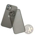 Gray translucent phone case shown from back with sleek minimalist design designed for navy blue iphone slim matte case