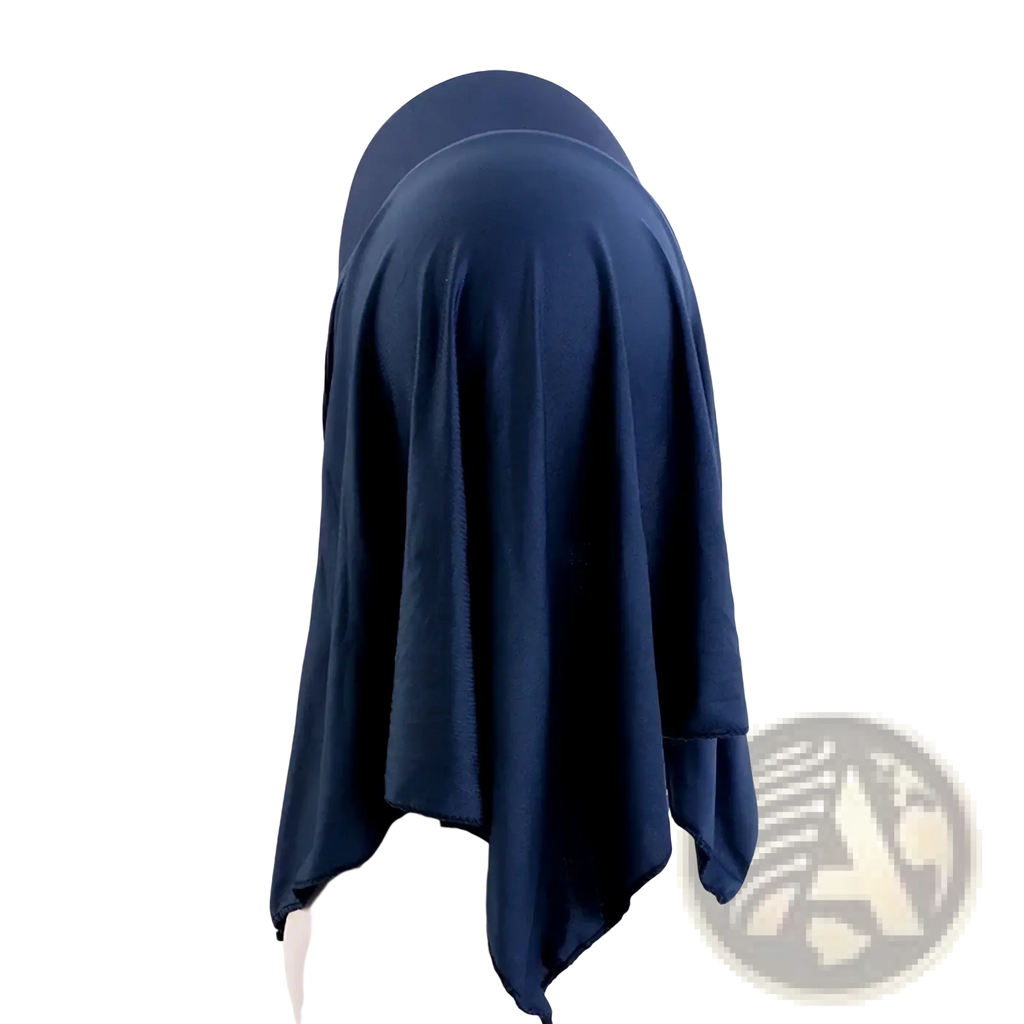 Navy blue sun visor turban hijab made of stretch fabric with a smooth seamless design and subtle edge stitching