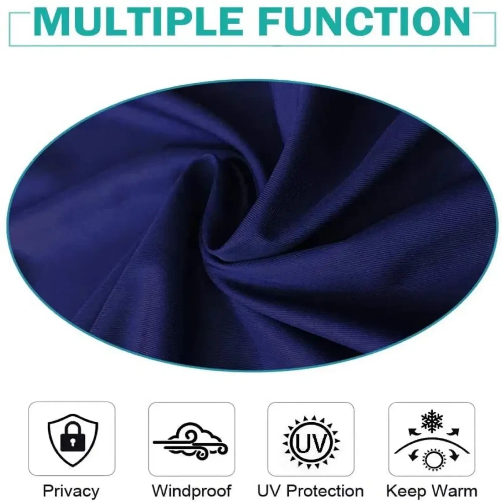 Navy outdoor curtains made of durable deep navy blue fabric with a subtle sheen and waterproof tab top design