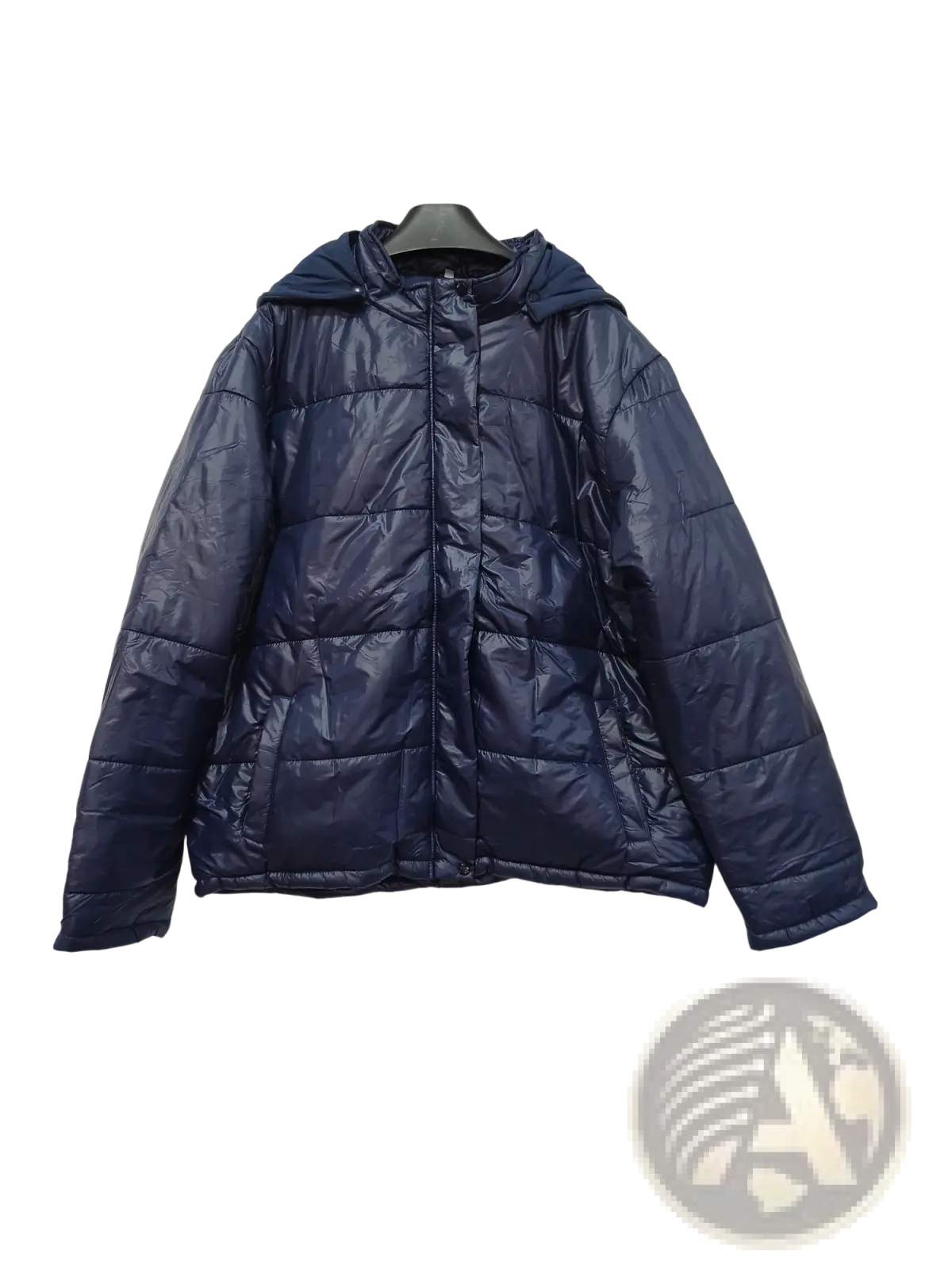 Navy quilted hooded cotton puffer jacket with a padded design for warmth and casual outdoor wear