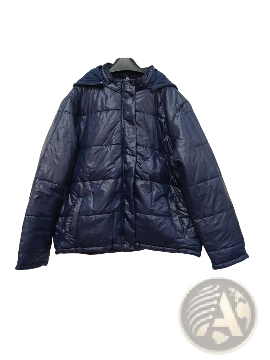 Navy quilted hooded cotton puffer jacket with a padded design for warmth and casual outdoor wear