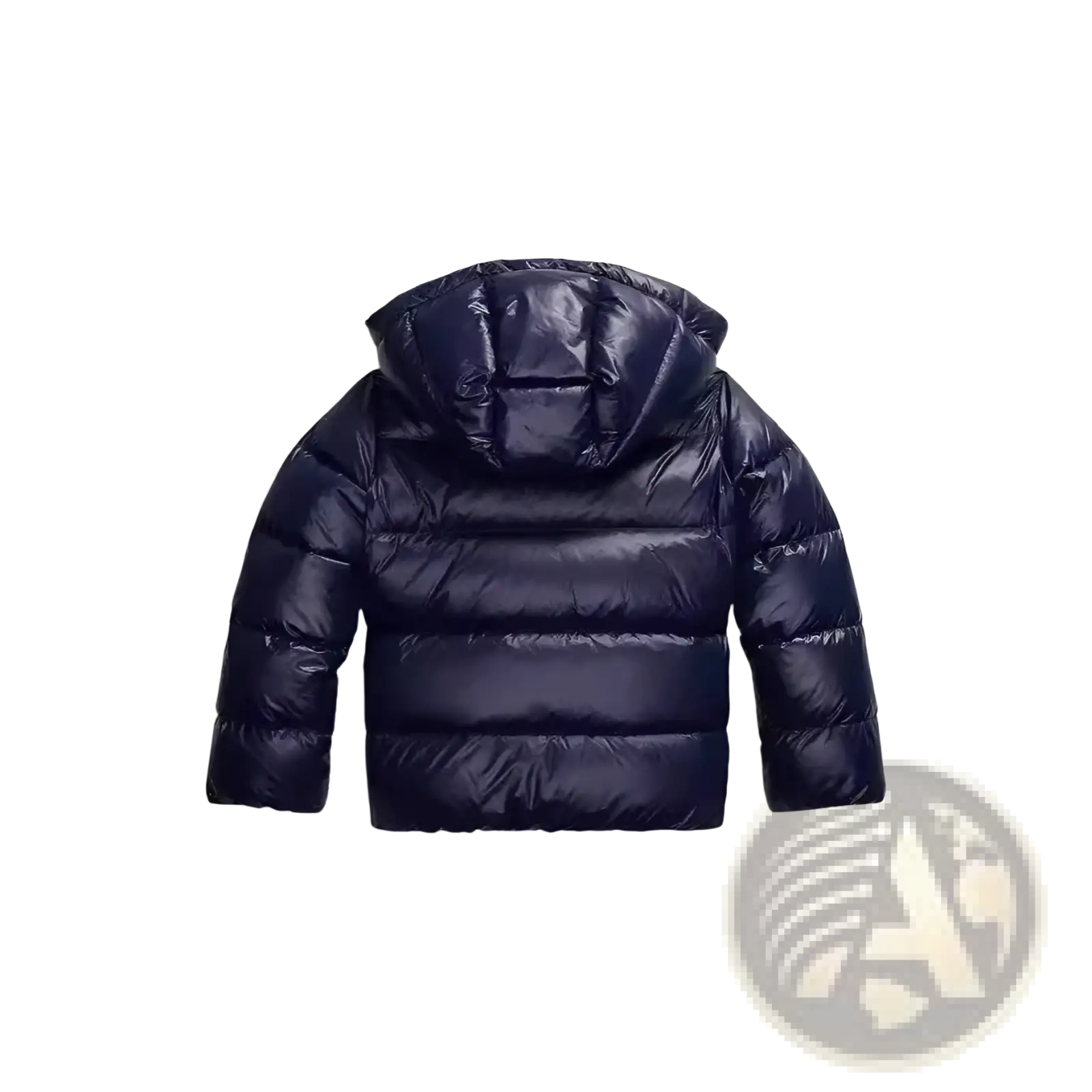Dark navy blue quilted cotton puffer jacket with attached hood designed for warmth and style