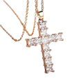 Rose gold female pendants gold cross necklace with clear rectangular-cut crystals, perfect fashion necklaces female
