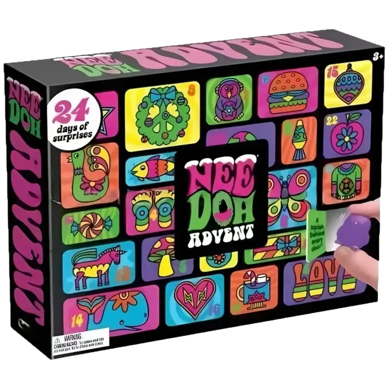 Vibrant black nee doh halloween advent calendar with 24 colorful surprise doors and playful psychedelic designs