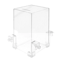 Clear acrylic donation box with top slot and corner clamps designed for negative pressure fish tank aerial aquarium extender