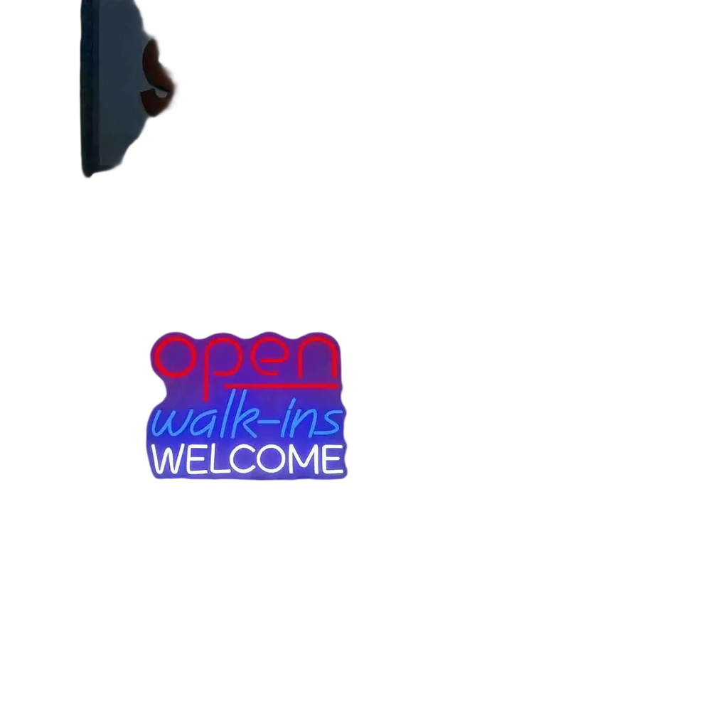 Neon light open walk ins welcome business sign with red blue and white lights ideal for game room decor