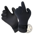 Black neoprene diving gloves 3mm with textured palm grip and adjustable wrist strap for swimming mittens use