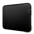 Black neoprene laptop sleeve with silver zipper pull offering 360 degree protection for laptops