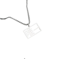 Silver rectangular pendant necklace with cut-out Chinese character design and sleek box chain for Never Let me Go cosplay