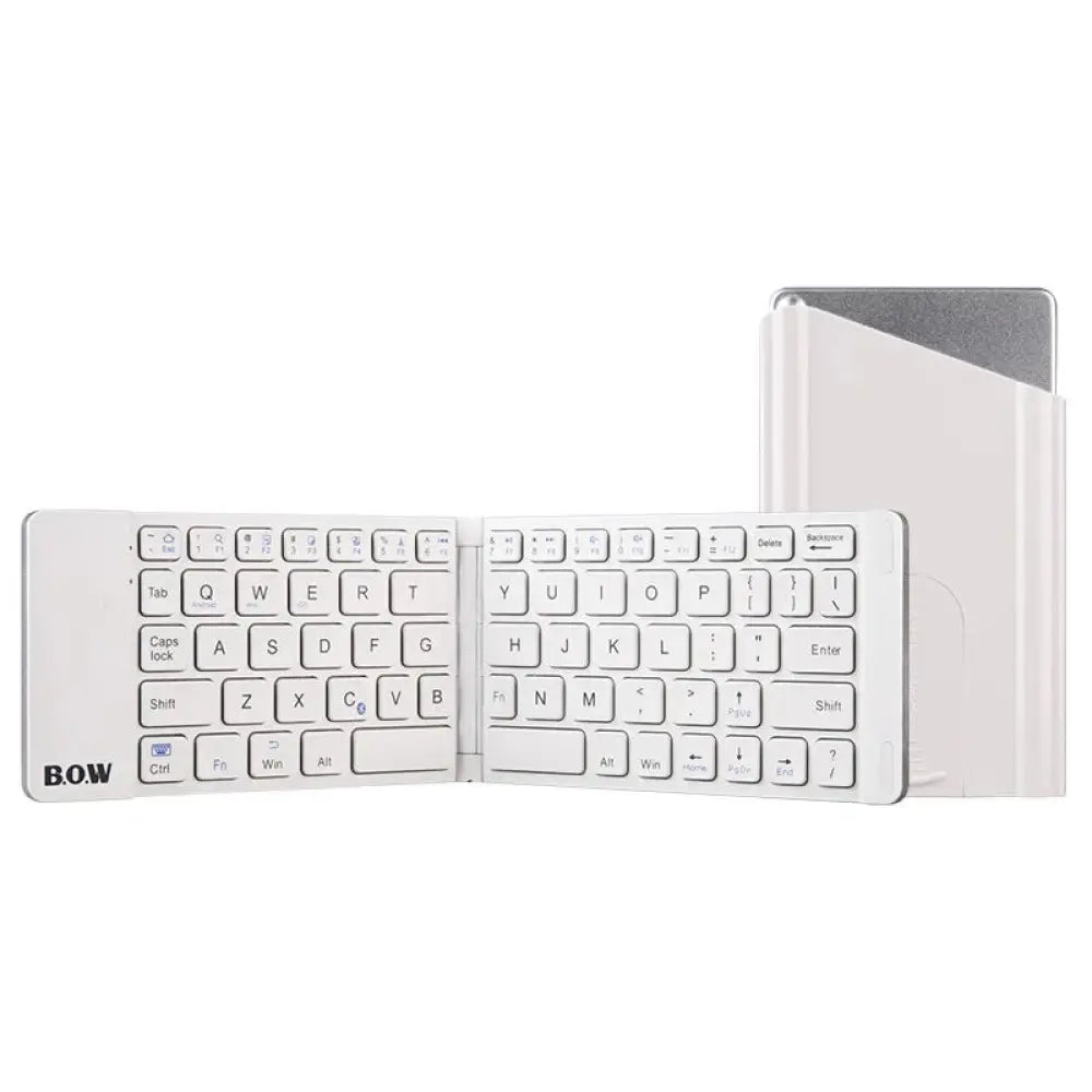 White foldable wireless keyboard with sleek minimalist design and matching protective case from arbaglobal set
