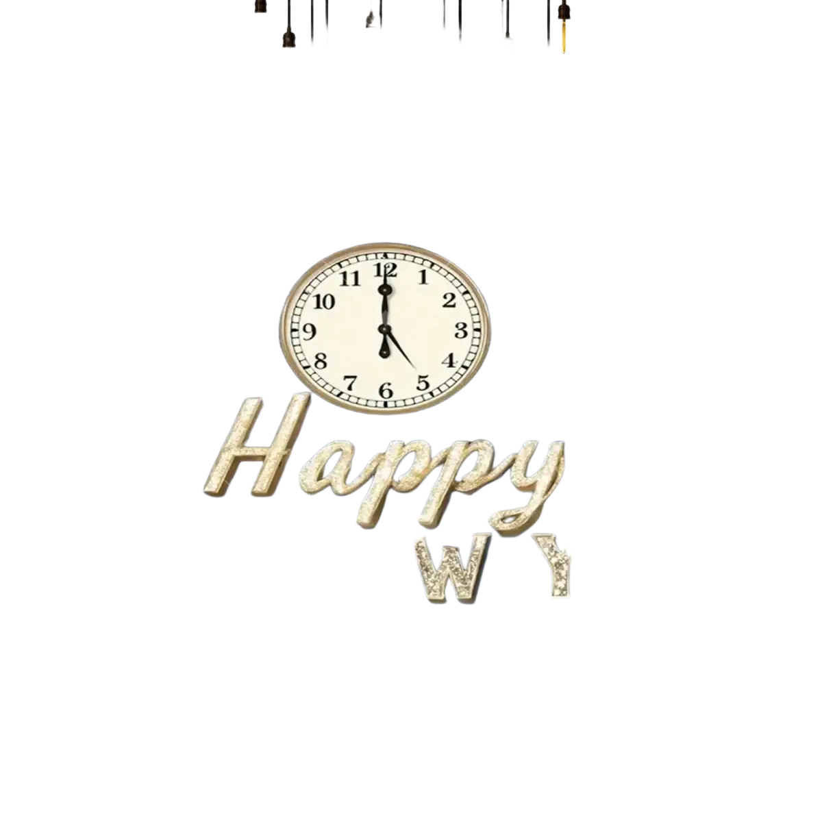 New year party photography backdrop with gilded happy new year, clock, fireworks, and Seattle skyline design