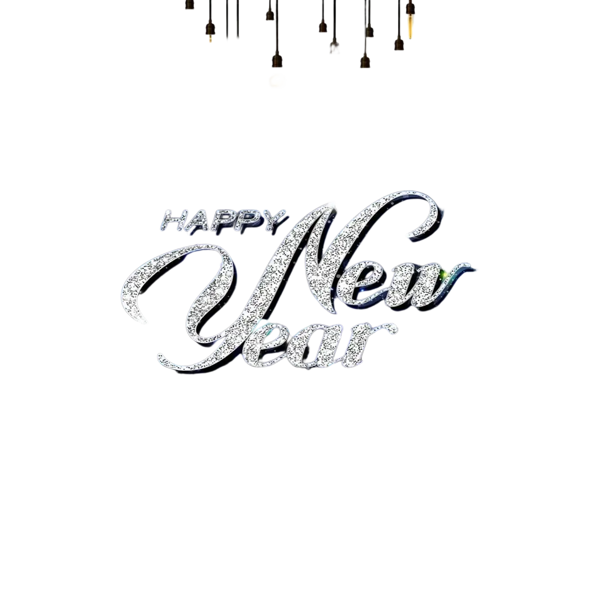 New year party photography backdrop with shiny silver glitter happy new year text blue balloons gifts and fireworks