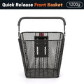 Newboler detachable metal bicycle front basket in black mesh with quick-release mechanism for easy removal