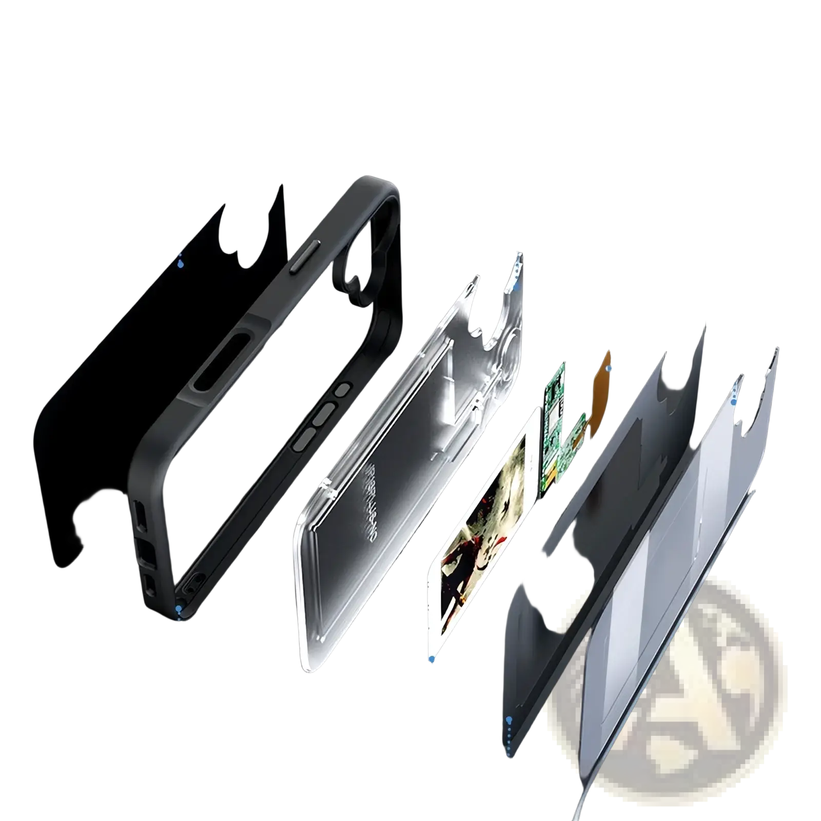 Transparent phone case backside with black pc backplate and tpu silicone top cover for nfc e-ink diy smart phone case