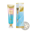 Bobyaccel niacinamide whitening toothpaste for men and women 100g in a pink to blue gradient tube with gold accents and clear cap beside packaging