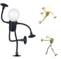 Black articulated night light with a spherical bulb head and suction cup feet changeable shape funny desk lamp made in Mainland China
