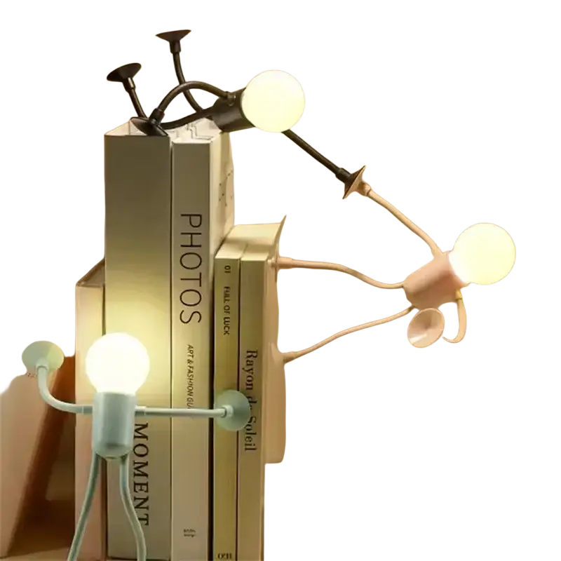 Night light changeable shape funny athlete desk lamp with three articulated lamps in black beige and mint green from mainland china
