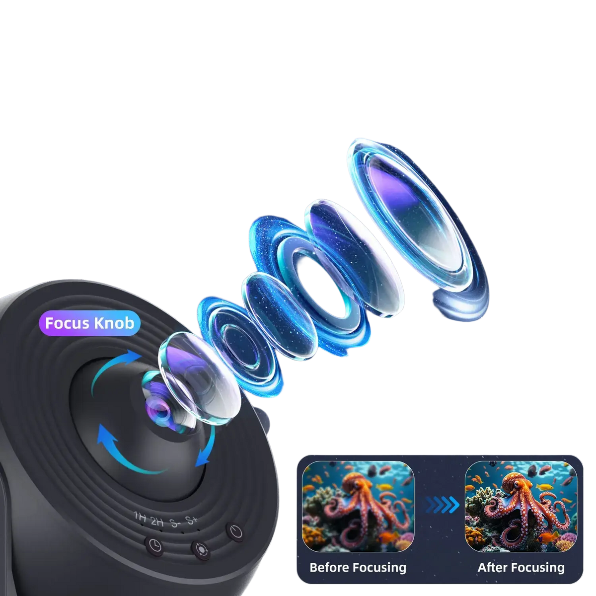 Black galaxy night light star projector with hd focus lens and knob for realistic starry sky projection with 12 hd discs