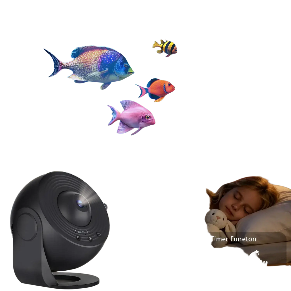 Gray circular night light star projector fan with sleek modern design and visible control buttons on its side
