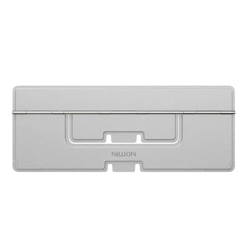 Gray nilkin dualwing adhesive laptop stand with sleek minimalist design and subtle textured finish computer bracket type