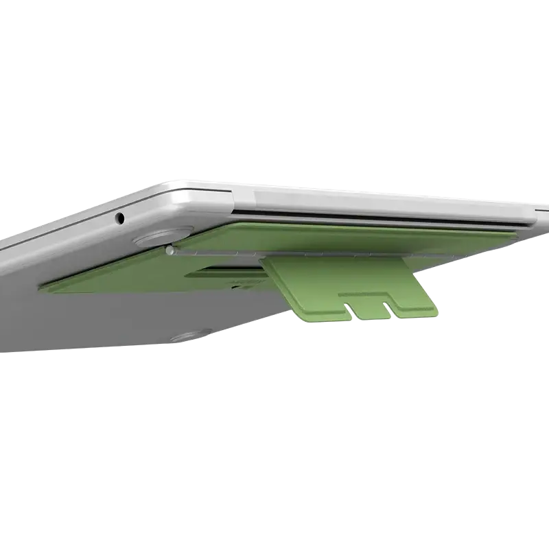 Nillkin dualwing adhesive laptop stand in matte green plastic designed as a sleek computer bracket type