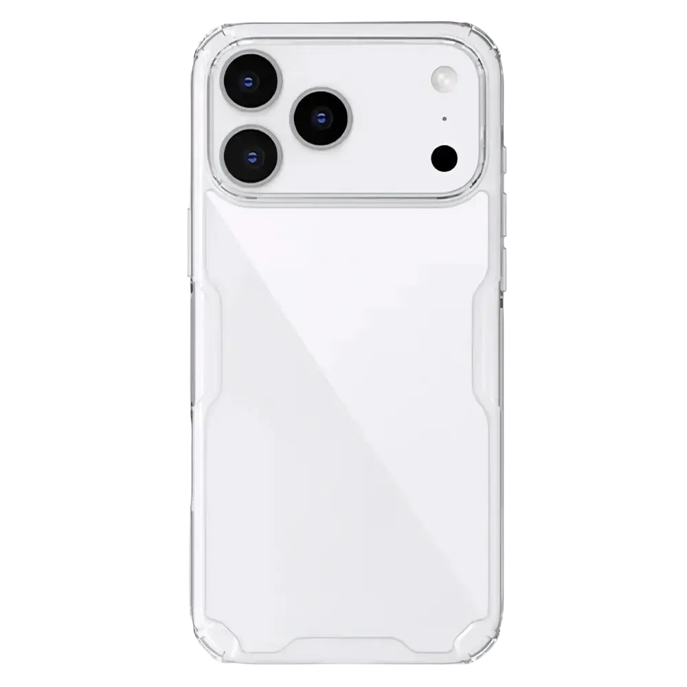 Clear protective phone case for iphone 17 with reinforced corners and precise cutouts made of nillkin nature tpu pro