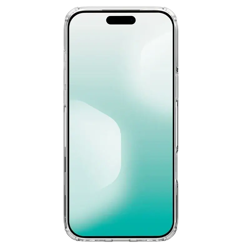 Clear transparent nature tpu pro phone case for iphone 14 pro with sleek design contouring the phone edges back side view