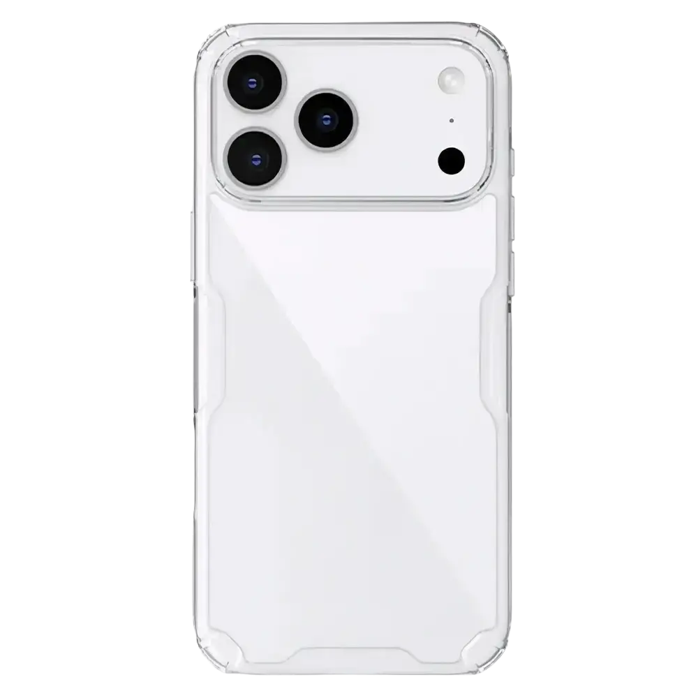 Clear transparent nillkin nature tpu pro phone case for iphone 17 series with glossy finish and reinforced edges back view