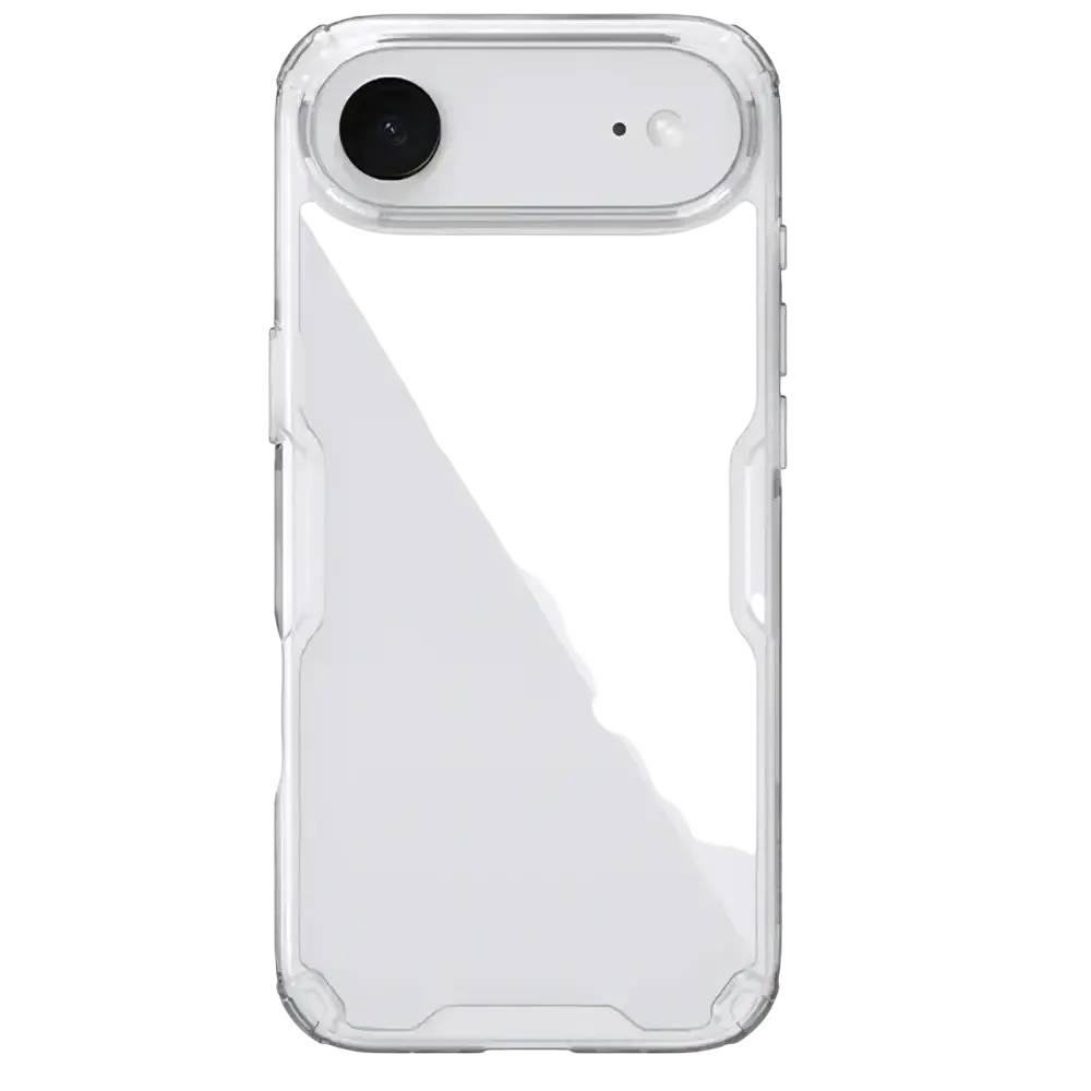 Clear nature tpu pro phone case for white iphone 17 series with transparent design and subtle structural contours back view