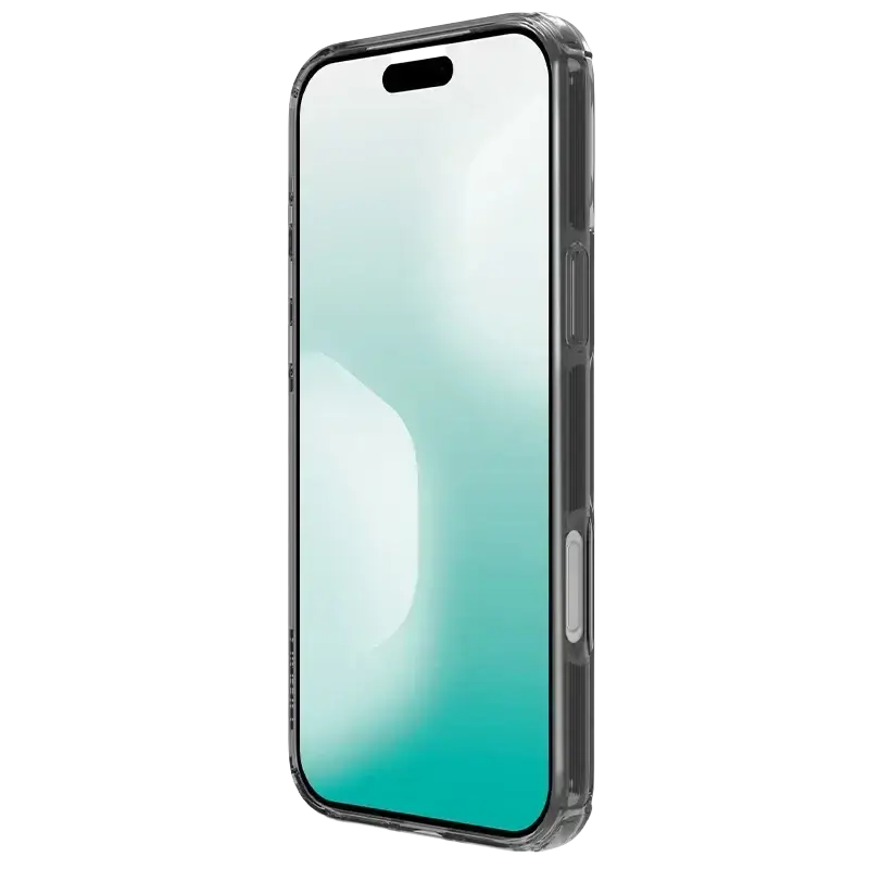 Transparent nillkin nature tpu pro phone case for iphone 17 series with minimalist design and gray edge accents back view
