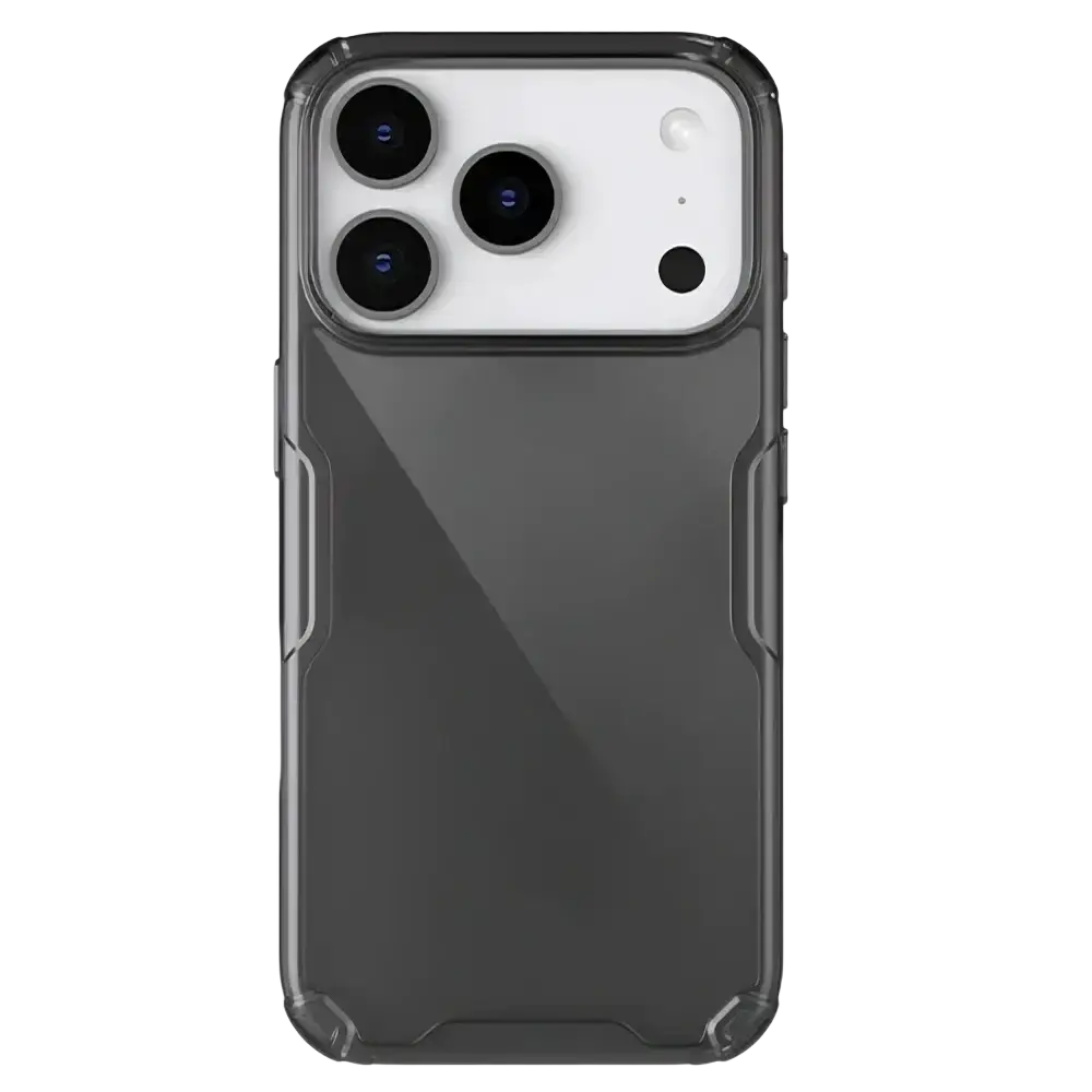 Transparent gray nillkin nature tpu pro phone case for iphone 14 pro with sleek reinforced design back side view