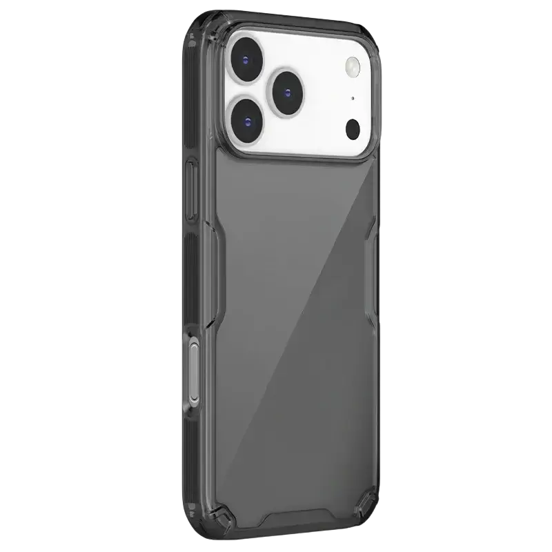 Transparent gray nillkin nature tpu pro phone case for iphone 17 series with sleek minimalist design and reinforced edges back view