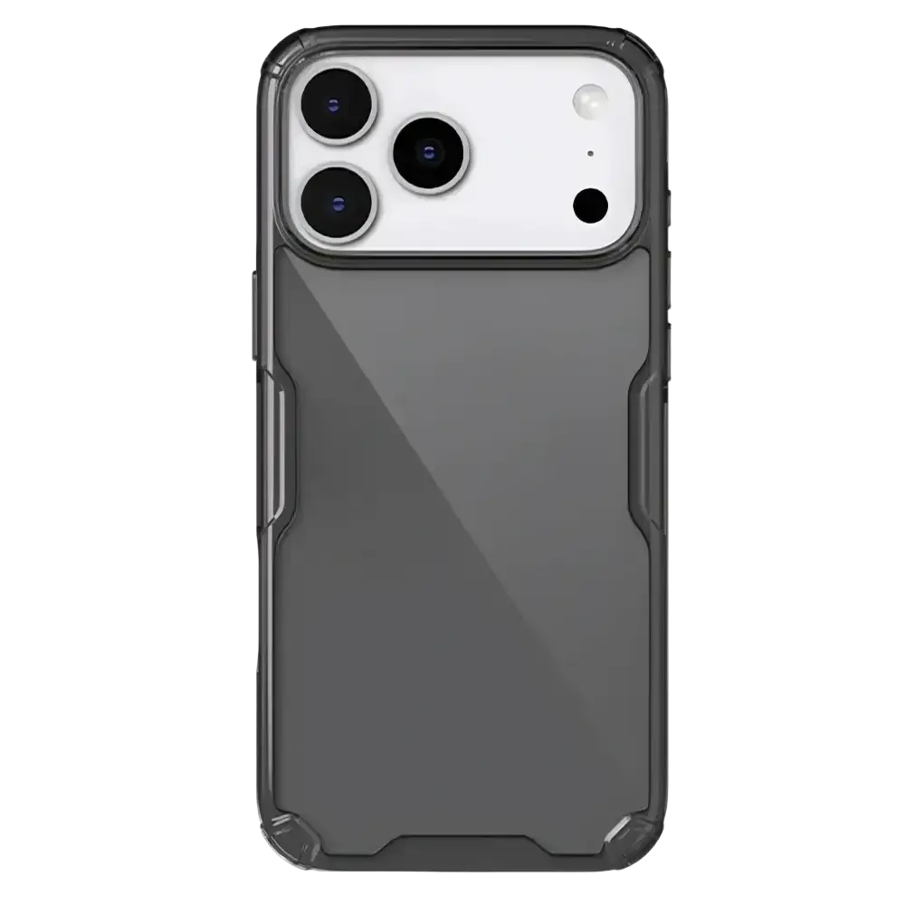 Transparent gray nillkin nature tpu pro phone case with matte finish and reinforced edges for iphone 13 pro max back side