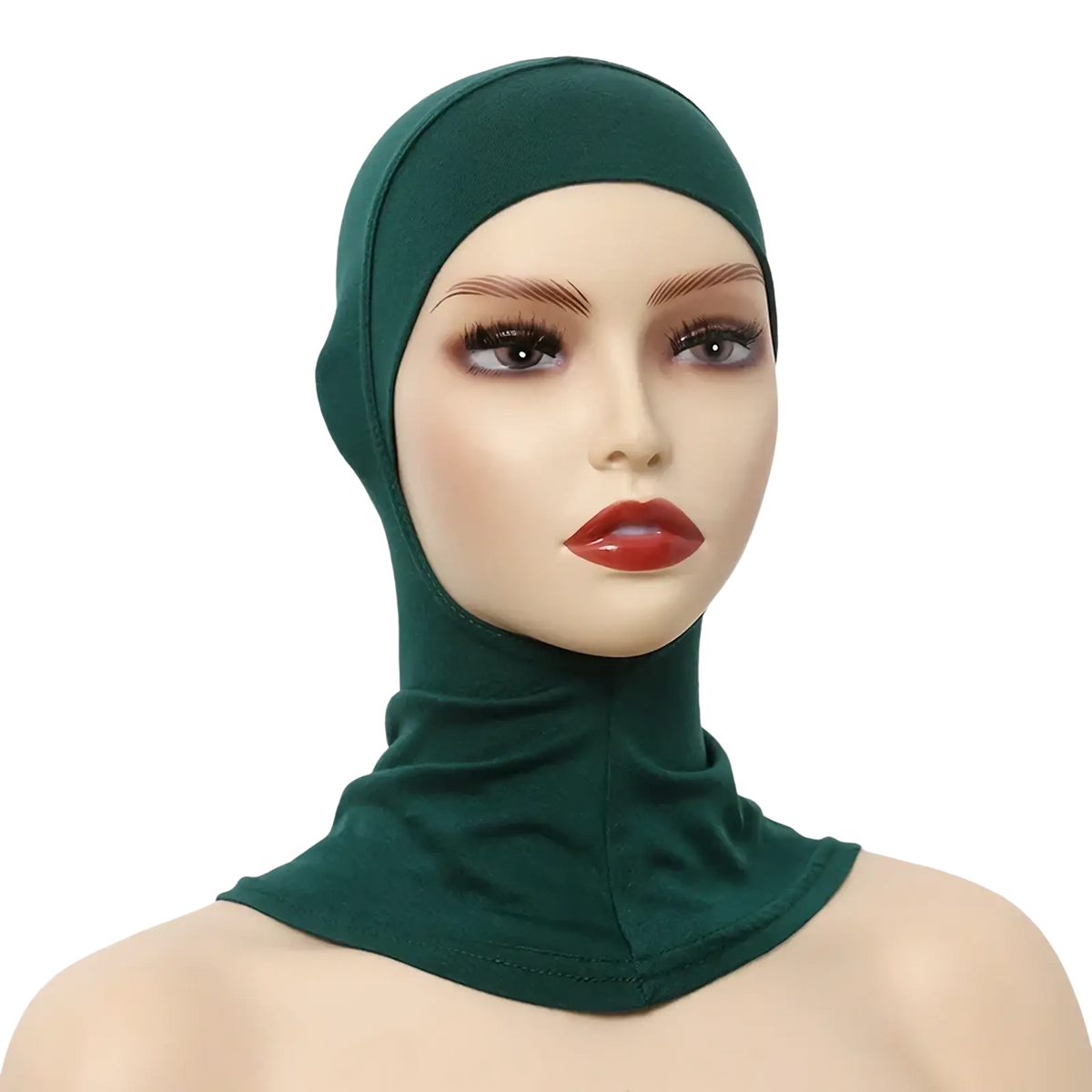 Dark green ninja hijab undercap made of stretchy cotton fabric with a form-fitting design for comfortable wear
