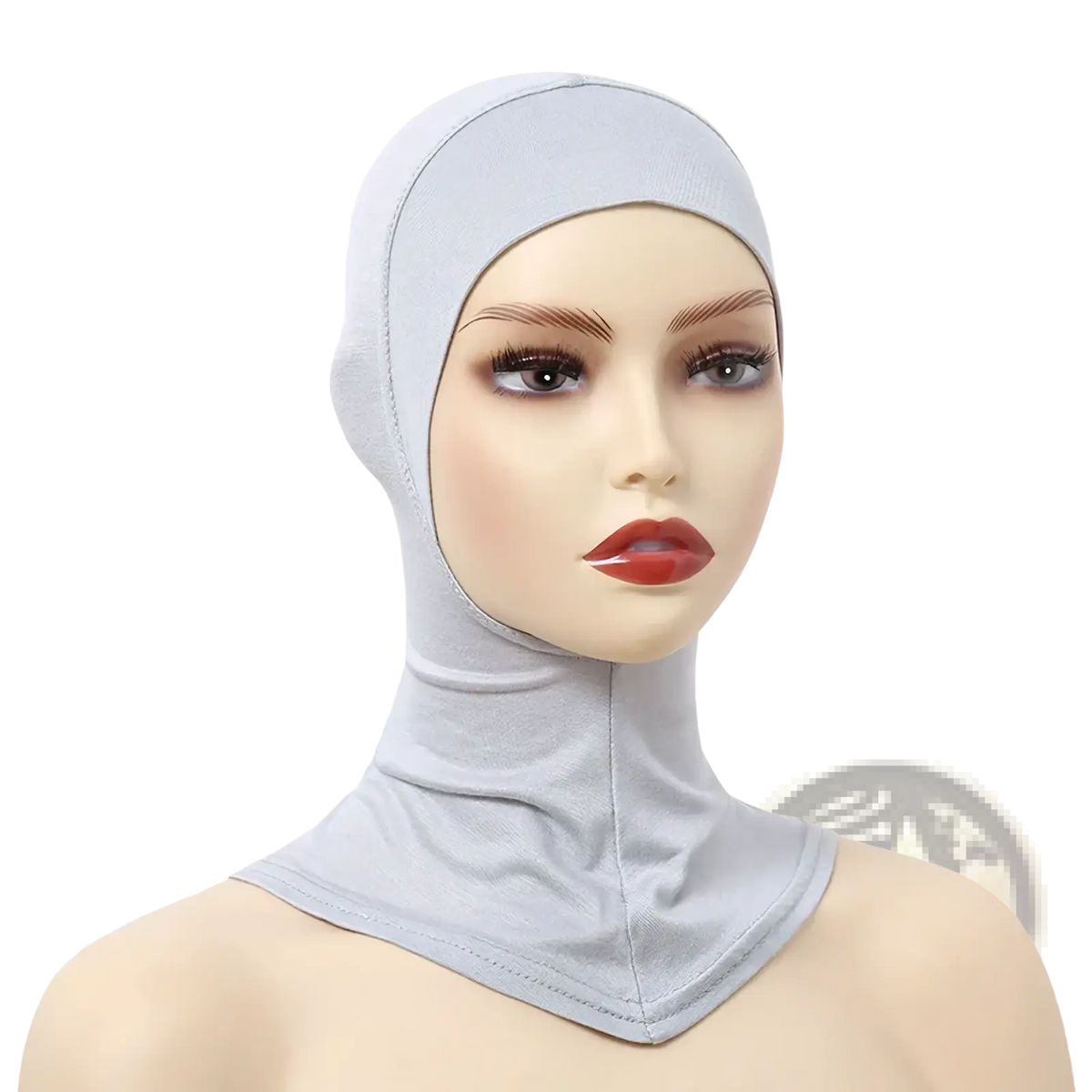 Light gray stretchy cotton ninja hijab undercap balaclava made of smooth form-fitting fabric