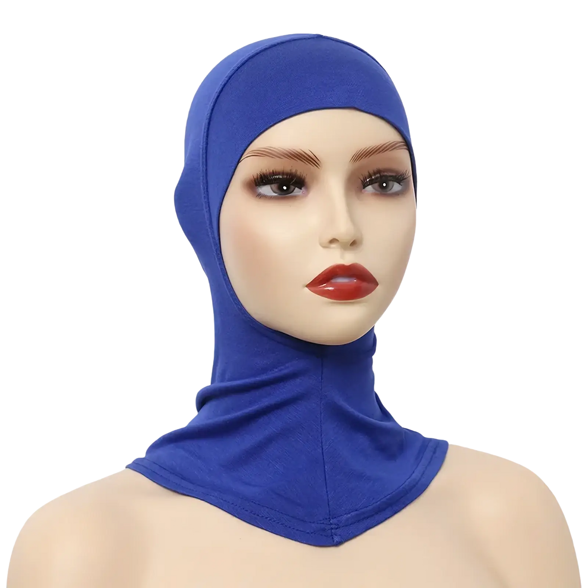Royal blue seamless stretchy cotton ninja hijab undercap swim cap with neck coverage for secure fit and comfort