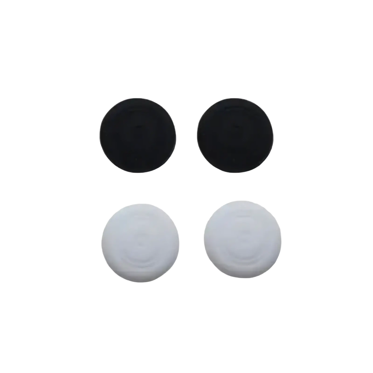 Black and white silicone thumbsticks for Nintendo Switch 2 gaming controllers in sports accessory bundle